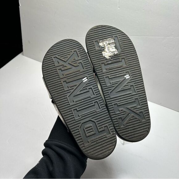 PINK Victoria’s Secret Silver and Black slide on Sandals with Metallic Straps - Picture 7 of 7